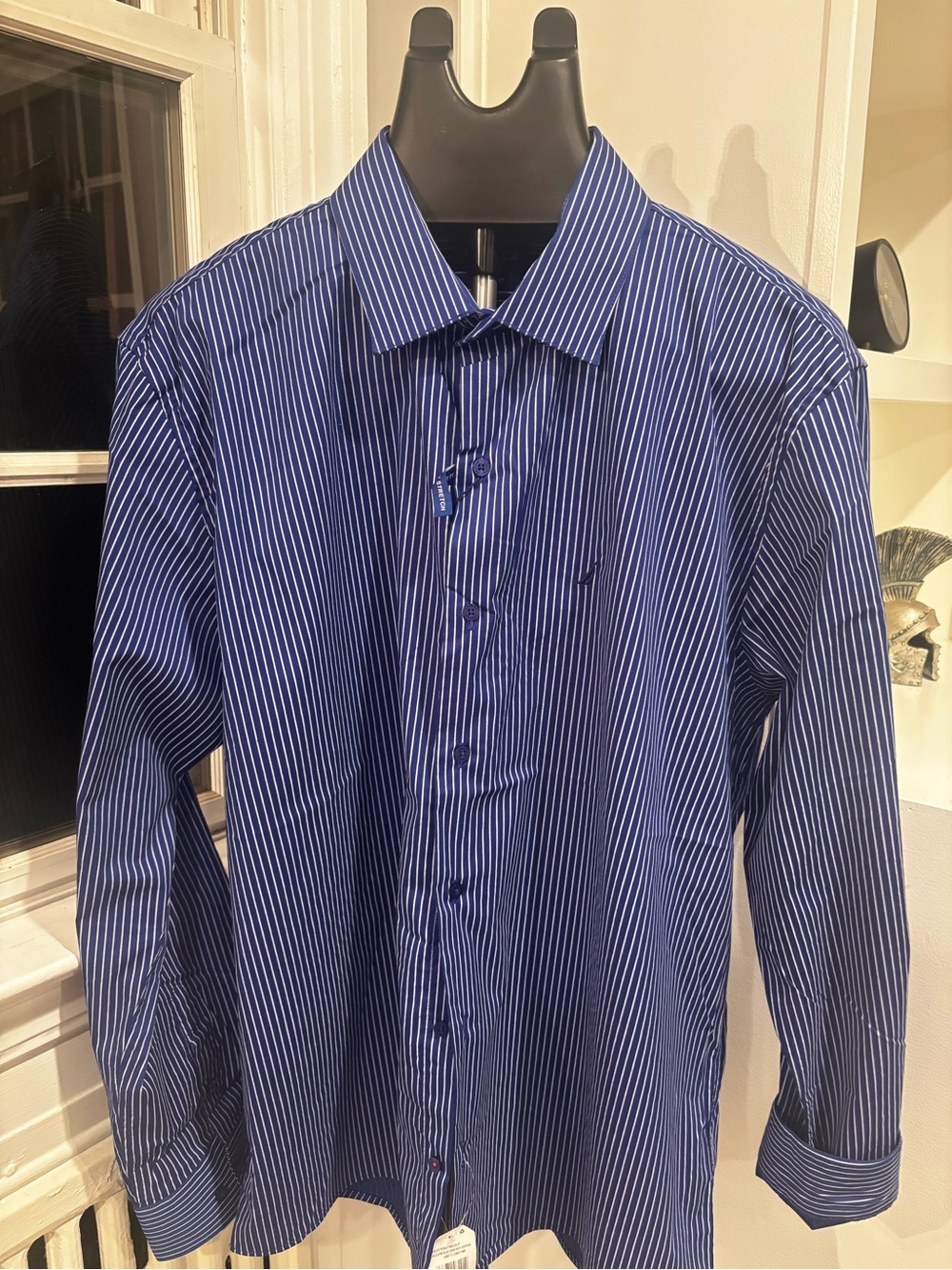 Nautica Blue and White Pinstripe Dress Shirt